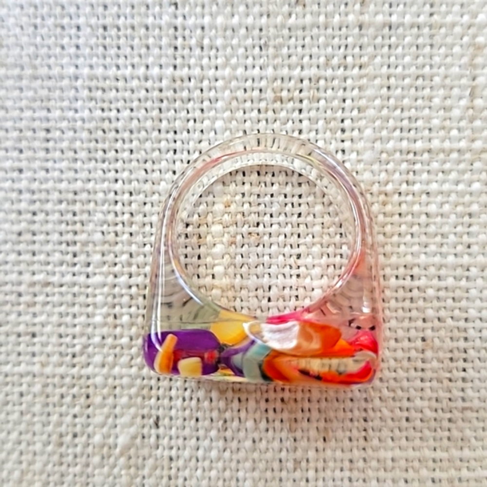 ☆ Chunky acrylic resin clear stone ring - Picture 2 of 8